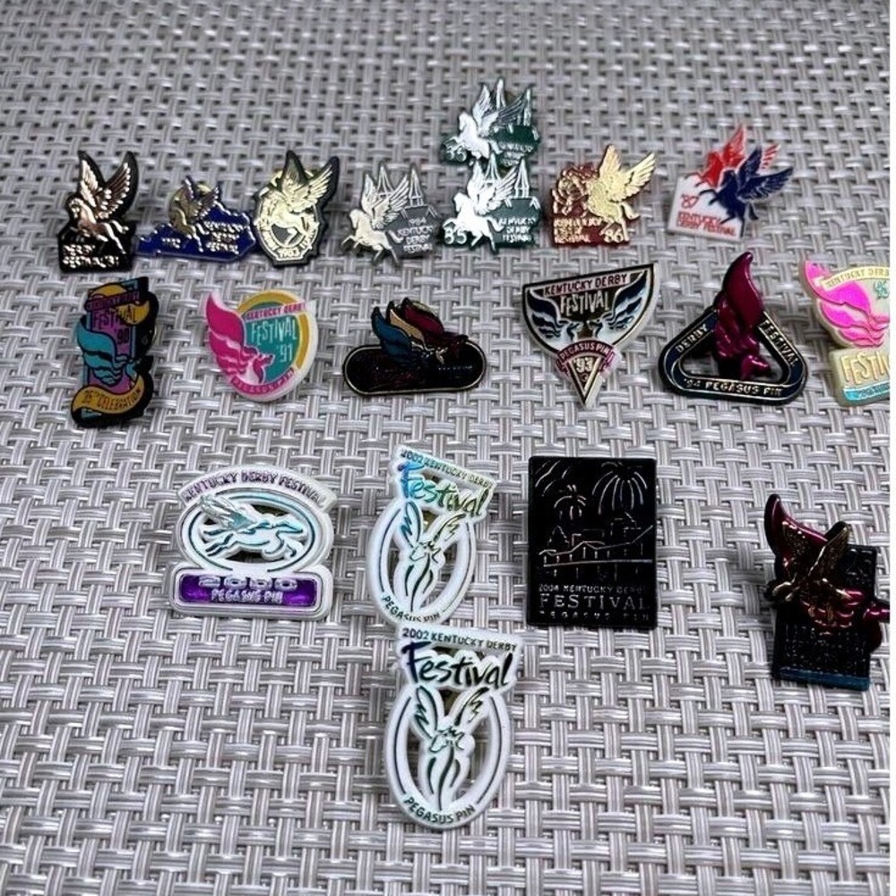 Kentucky Derby Pegasus Pins 1981-1987, 1990-1995, 2000, 2002, 2004 And 25 Yr